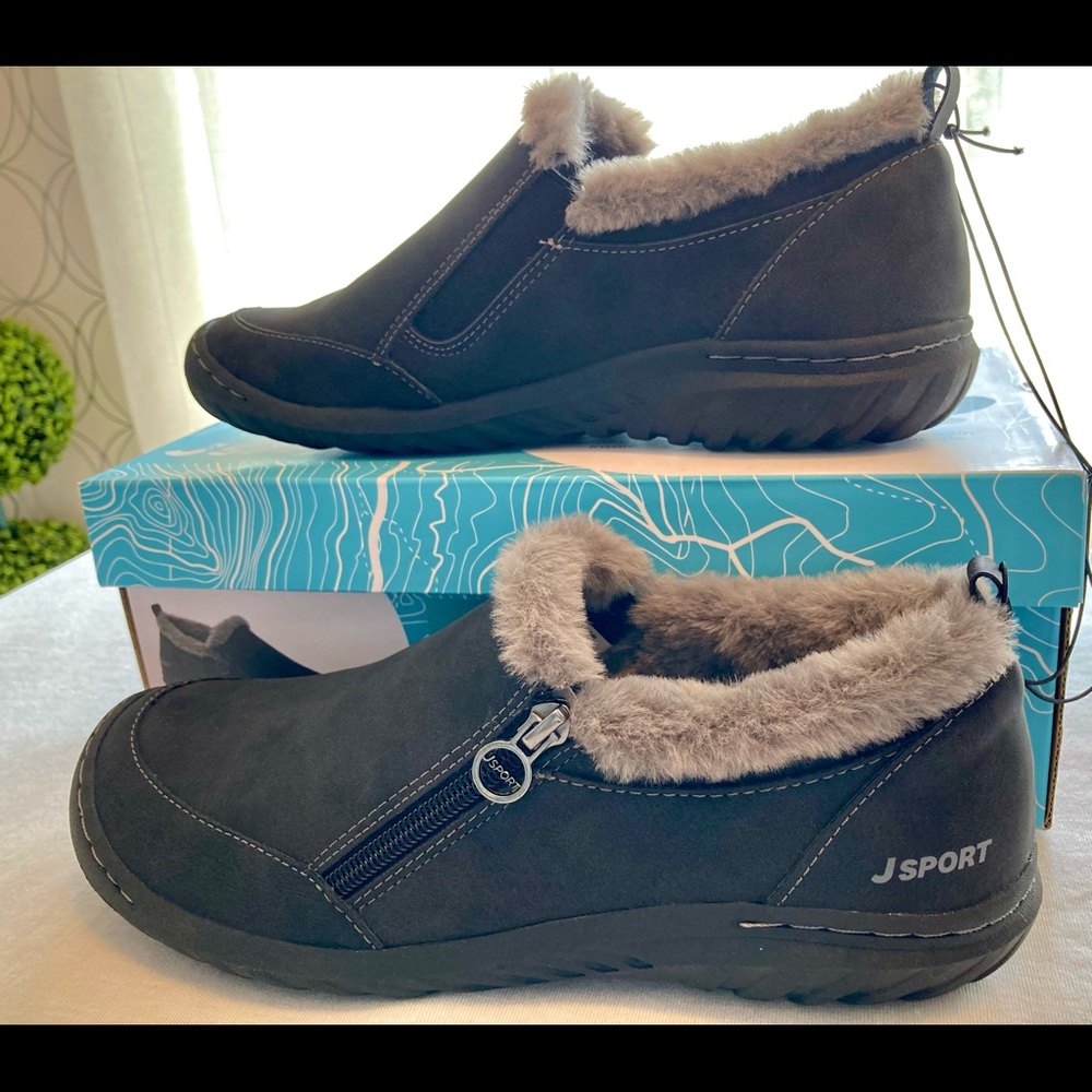 JSport Elenor Faux Sherling Slip On - Black